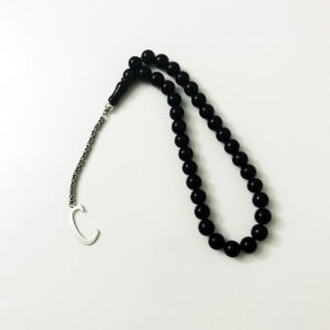 C Harfli 925 Ayar Gümüş Püskül ve Harf - Oltu Tesbih (Kral Zincir)