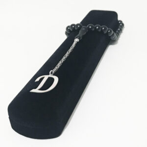 D Harfli 925 Ayar Gümüş Püskül ve Harf - Oltu Tesbih (Kral Zincir)