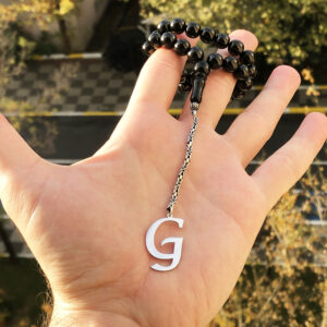 G Harfli 925 Ayar Gümüş Püskül ve Harf - Oltu Tesbih (Kral Zincir)