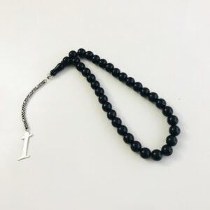 İ Harfli 925 Ayar Gümüş Püskül ve Harf - Oltu Tesbih (Kral Zincir)