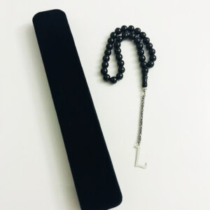 L Harfli 925 Ayar Gümüş Püskül ve Harf - Oltu Tesbih (Kral Zincir)