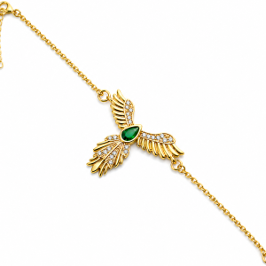 Gümüş Anka Kuşu Figürlü Gold Kadın Bileklik