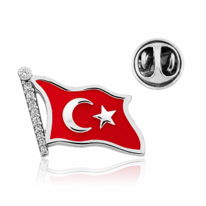 Gümüş Türk Bayrağı Rozet