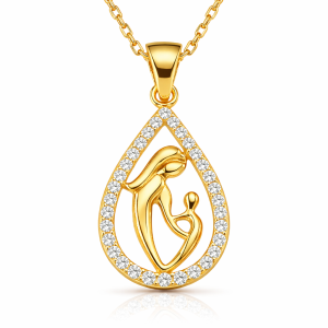 Gümüş Gold Damla Anne Çocuk Kolyesi
