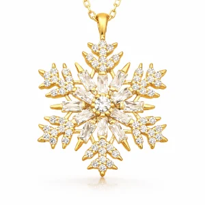 Gümüş Gold Kar Tanesi Kolye