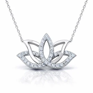 Gümüş Lotus Çiçeği Kolye