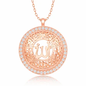 Gümüş Rose Allah Yazılı Kadın Kolye