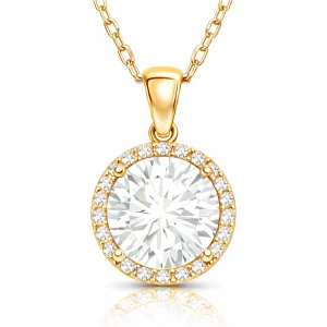 Gümüş Gold Yuvarlak Montür Kadın Kolye
