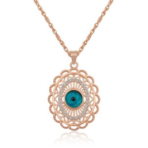 ​Gümüş Rose Oval Nazar Bayan Kolye