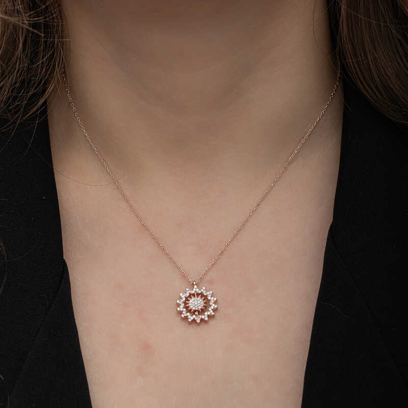 Gümüş Rose Güneş Kadın Kolye - Görsel 3