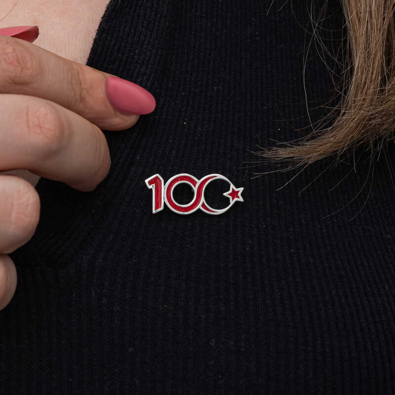 Gümüş Ay Yıldız 100.Yıl Rozet - Görsel 5