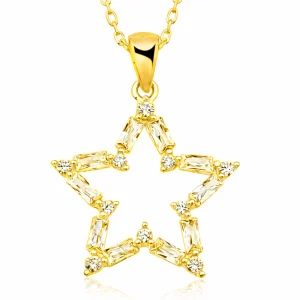 ​Gümüş Gold Baget Taşlı Yıldız Kadın Kolye