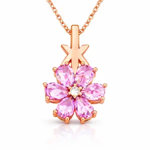 Gümüş Rose Pembe Sevgi Çiçeği Kadın Kolye