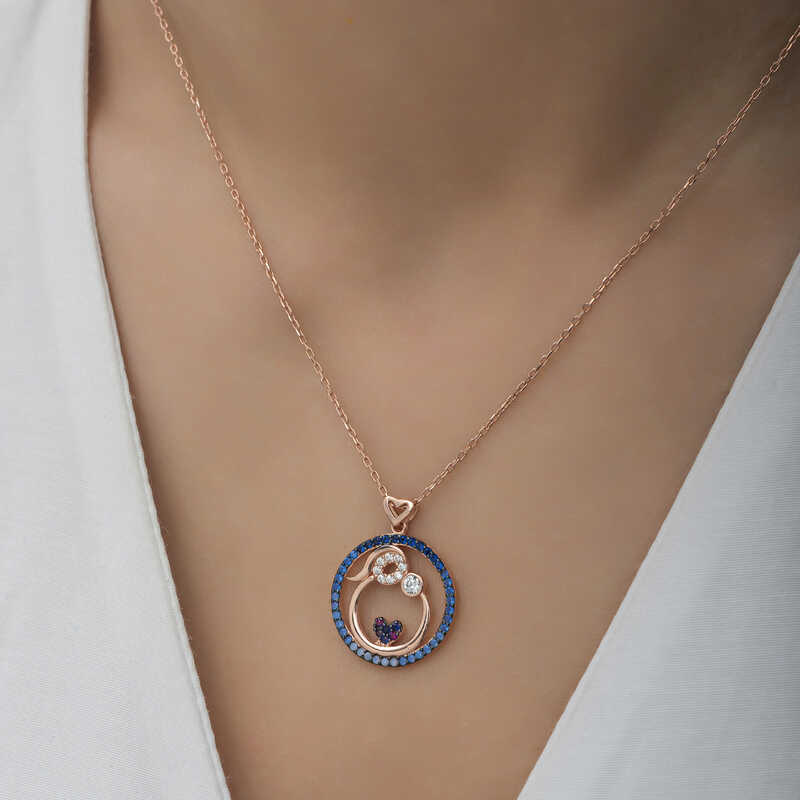 Gümüş Rose Anne Ve Bebek Sevgisi Bayan Kolye - Görsel 4