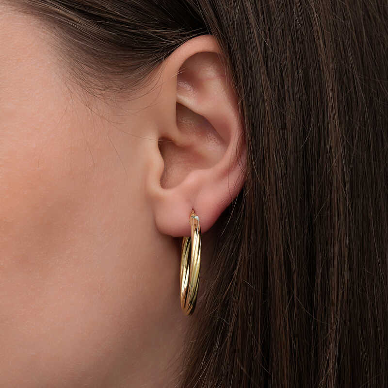 Gümüş Gold 3 mm Burgu Şarnel Küpe - Görsel 2