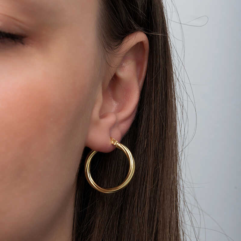 Gümüş Gold 3 mm Burgu Şarnel Küpe - Görsel 2